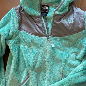 Girls North Face Fuzzy Hooded Zip Front
